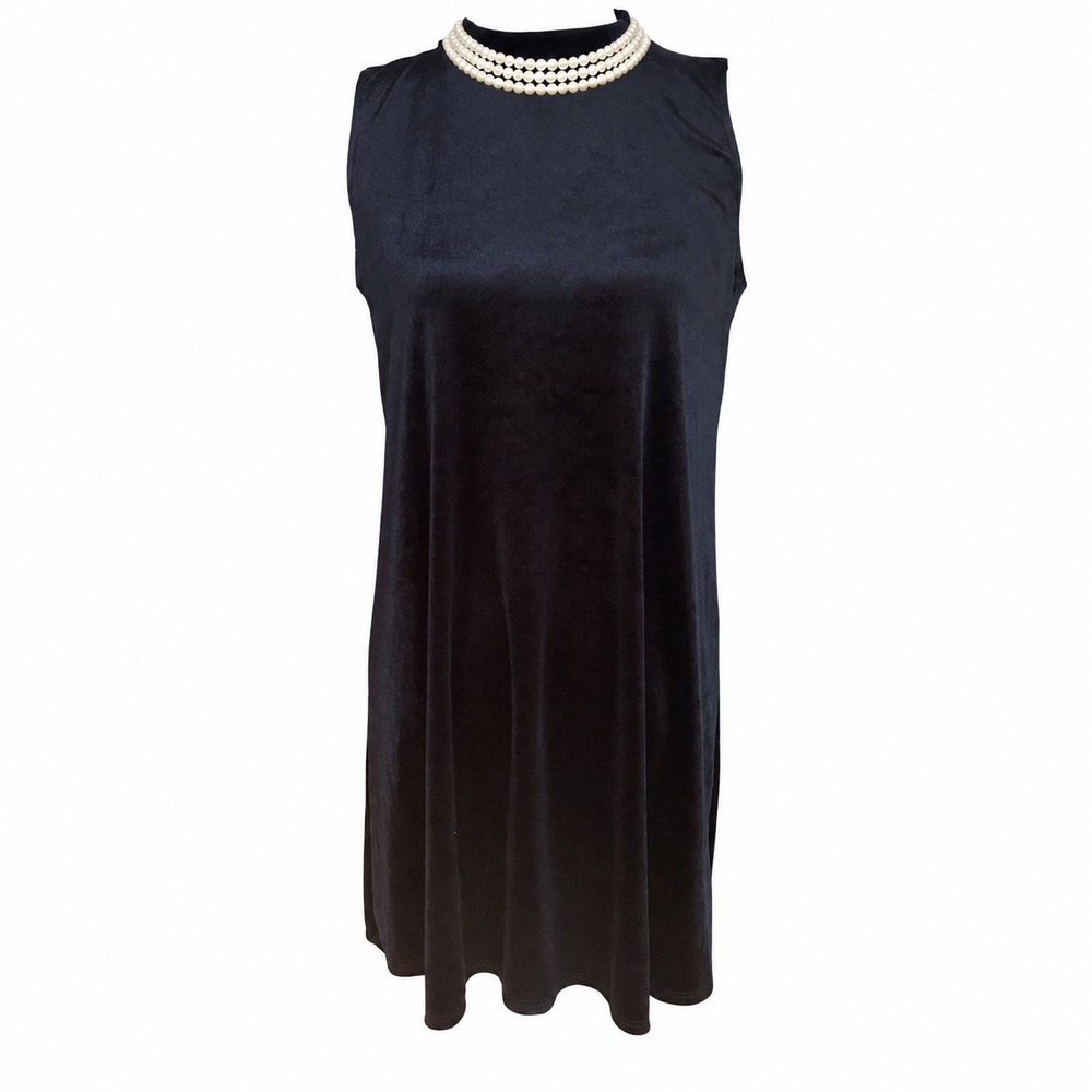 Annalee + Hope Shift Dress Velvet M‎ Black Whimsigoth Classic LBD - Picture 2 of 10